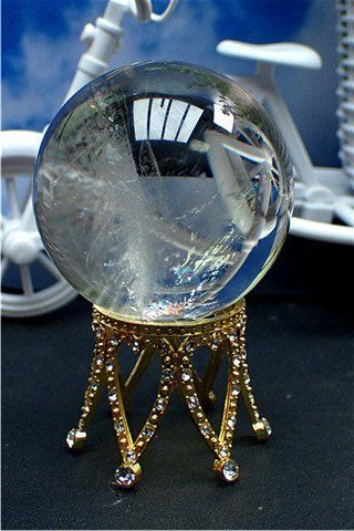 AAAA級★天然レインボー水晶丸玉B83B1/99B22D エンジェルラダー】天然レインボー水晶 丸玉【専用切株台座付き