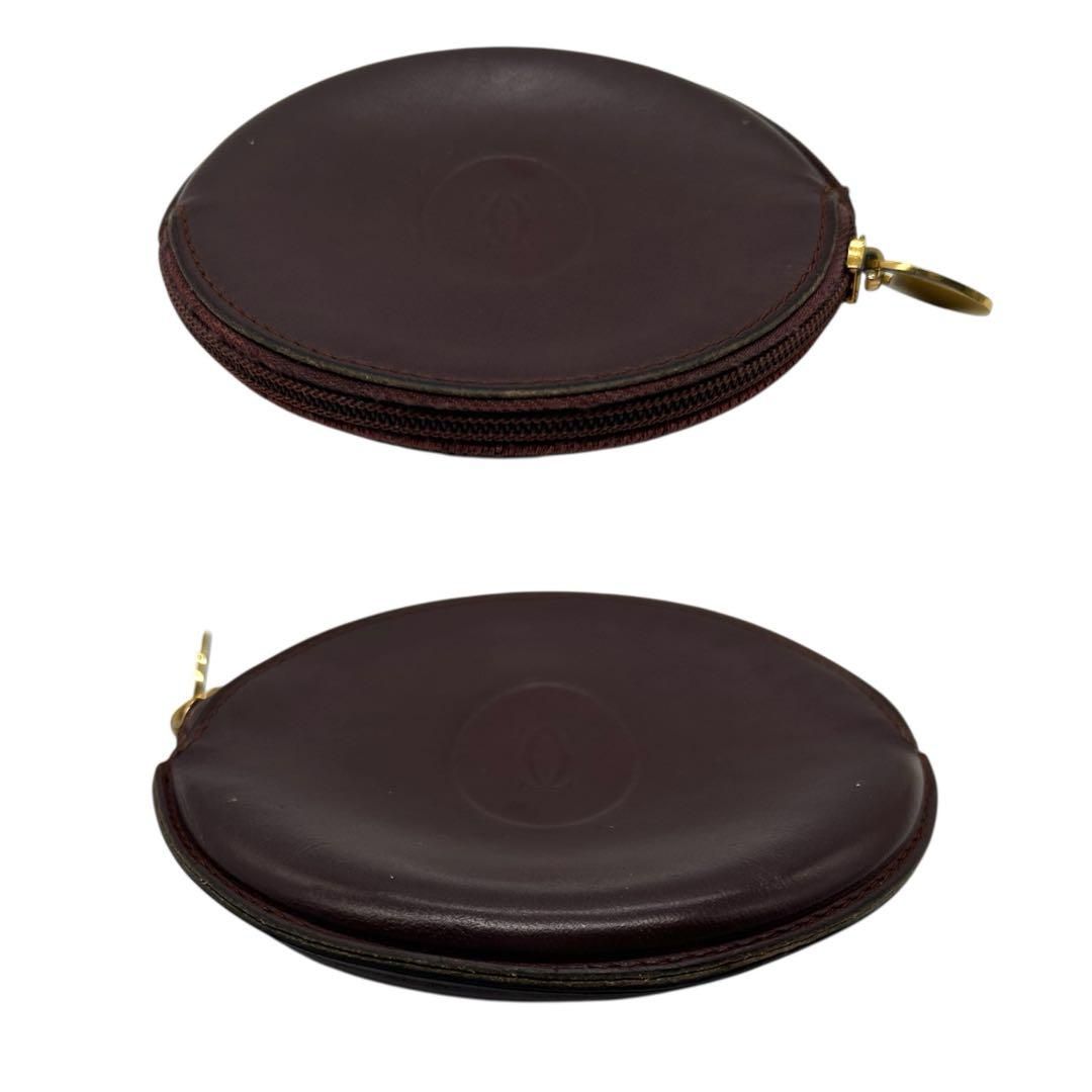 良品 1184 カルティエ コインケース 小銭入れ レザー ボルドー 丸型