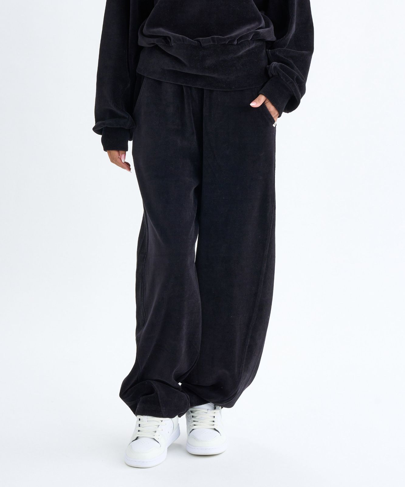 2025秋冬 BILLABONG|ビラボン KNIT VELOURS × RIB ロングパンツ BLK レディース BF014701
