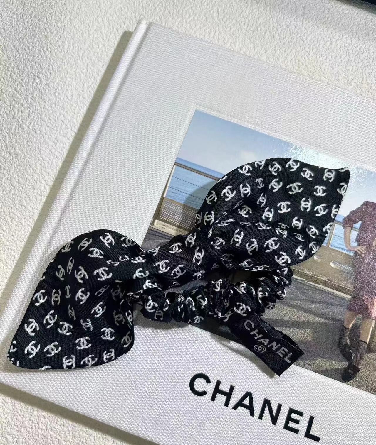 CHANEL シャネル ココマーク シルクリボンシュシュ ヘアアクセ-