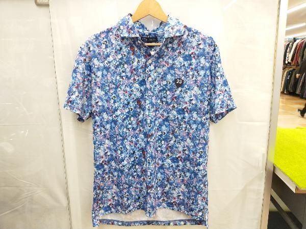 23区GOLF ゴルフ プランティカプリント Lサイズ 半袖ポロシャツ ネイビー