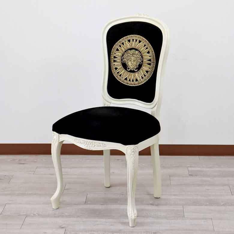 ダイニングチェア メデューサ イタリア 木製 猫脚 完成品 ホワイト 白家具