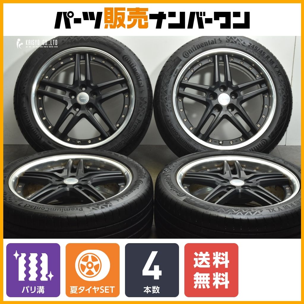 【2024年製 バリ溝】WORK グノーシス GR205 18in 8J+38 PCD112 コンチネンタル プレミアムコンタクト7 245/45R18 アウディ 4G A6 即納可能
