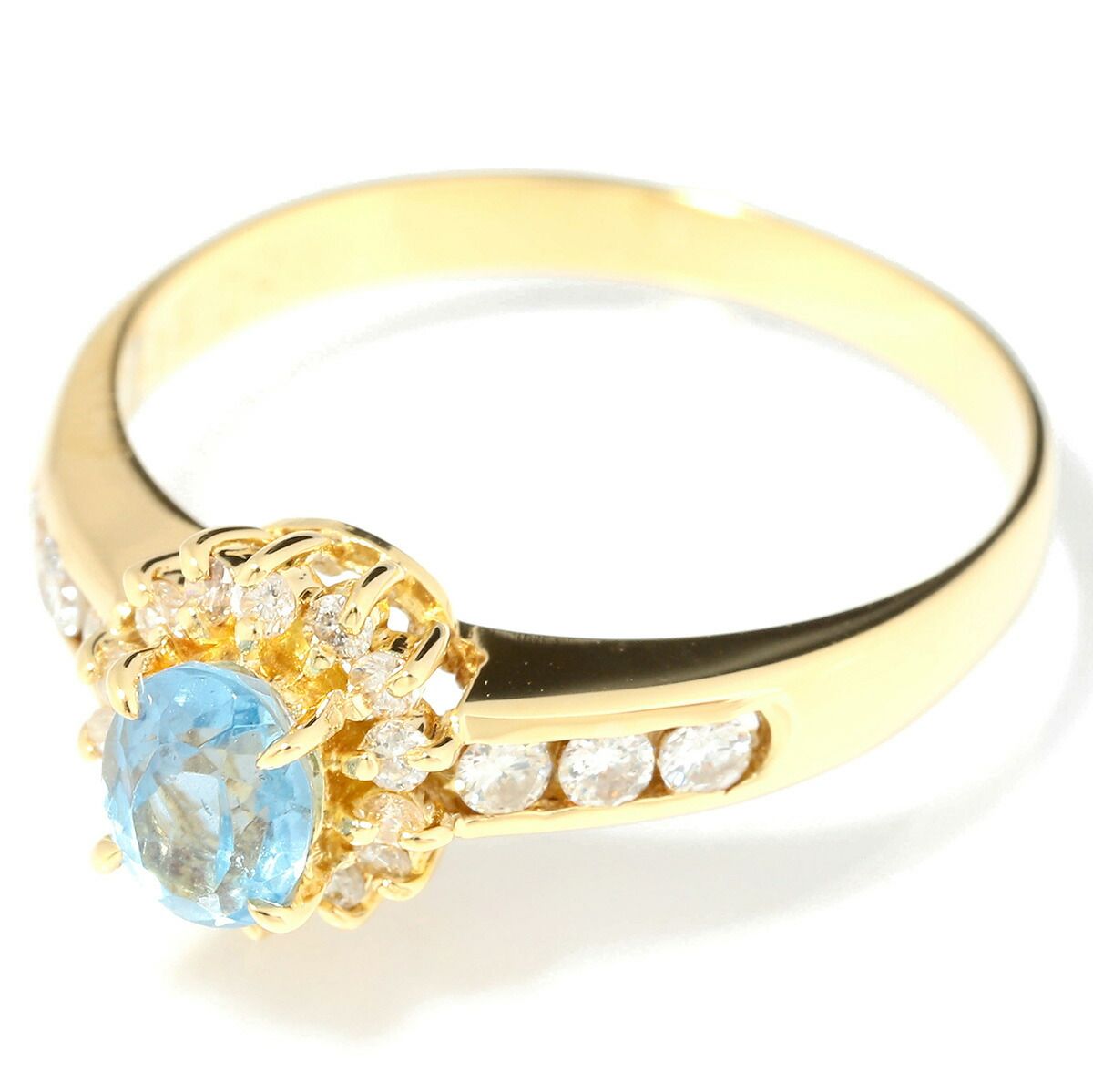 リング 指輪 アクアマリン 0.415ct ダイヤモンド 0.26ct K18 12号 中古  