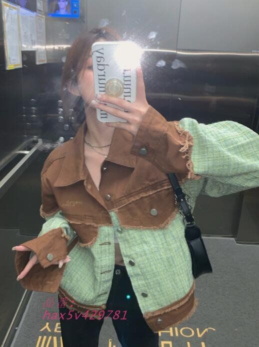 切替 異素材 デニム ジャケット ジージャン 韓国 HIPHOP レディース 原宿系 ダンス衣装 Y2K オルチャン ストリート hax5v429781