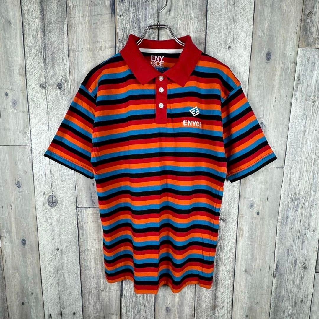 ENYCE エニーチェ マルチカラー 半袖 ボーダー ポロシャツ L