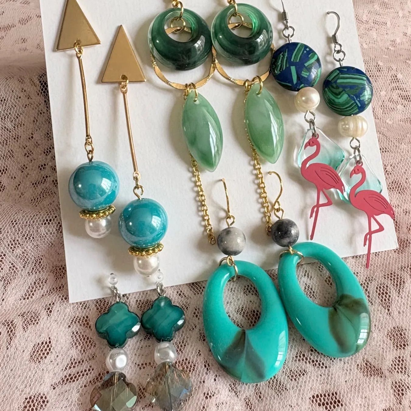 part34★Green×brown系★ハンドメイドピアスまとめ売り★６点セット F08 夏ピアス 5ペアセット グリーン系 まとめ売り SALE - メルカリ