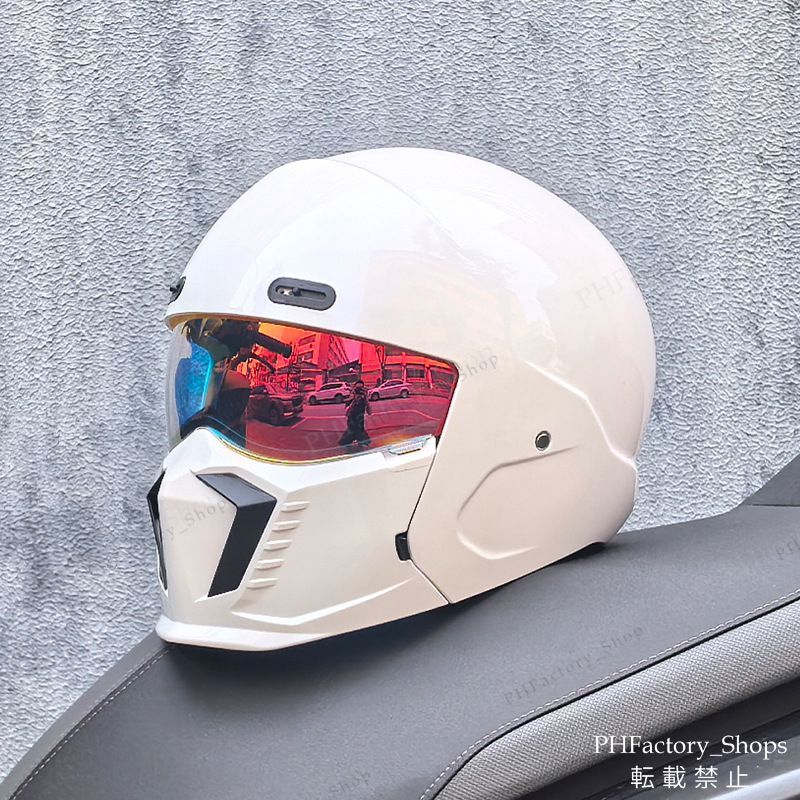 オートバイヘルメット ヘルメット フルフェイスヘルメット シールドヘルメット 2way DOT認証 バイクヘルメット 軽量 耐久性 安全性 通気性 シールド色選択可 男女兼用 ホワイト A124