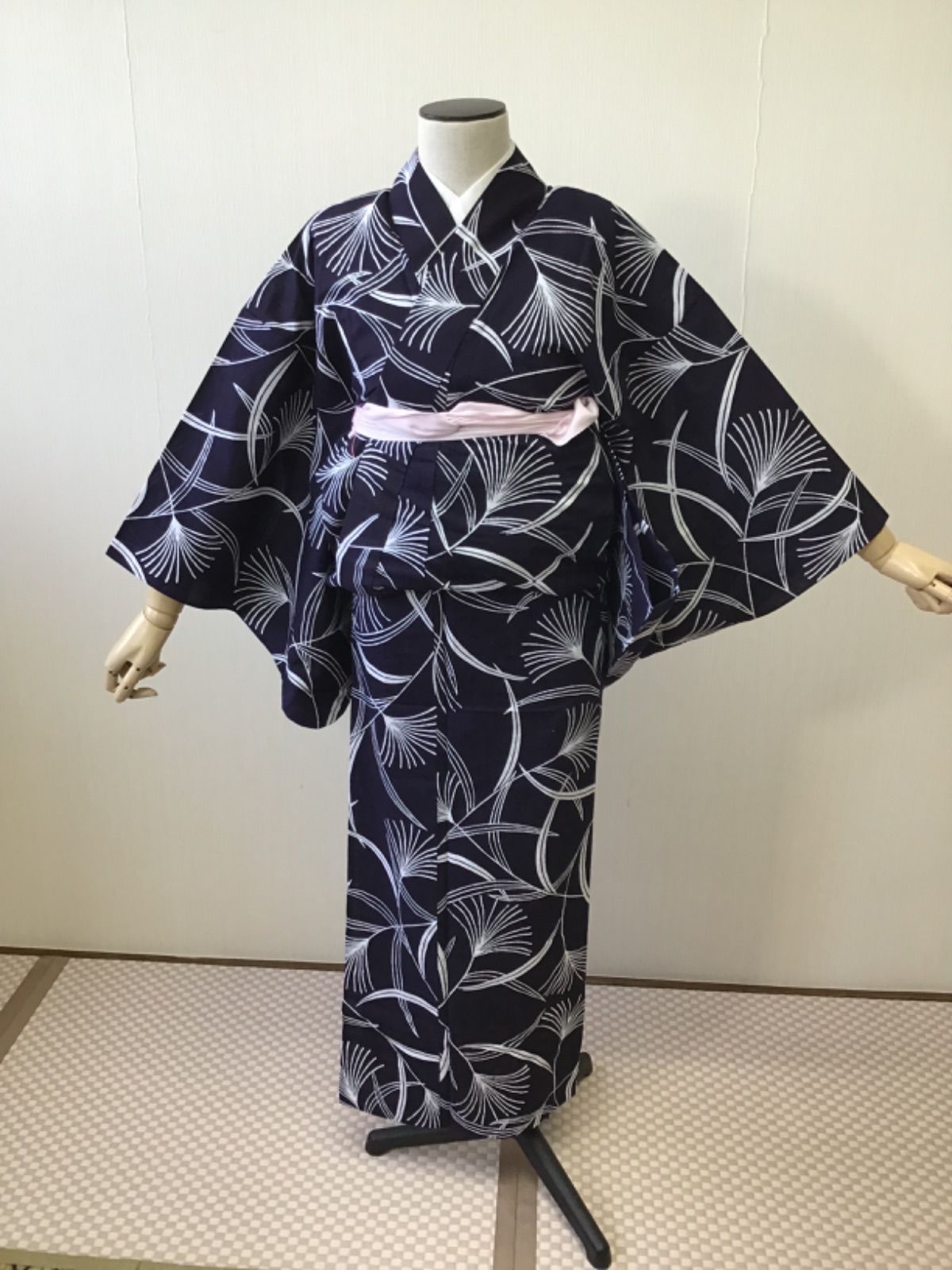 綿コーマ 浴衣 夏物 着物 濃藍色 （おそらく竺仙）y-101 浴衣】 【竺仙