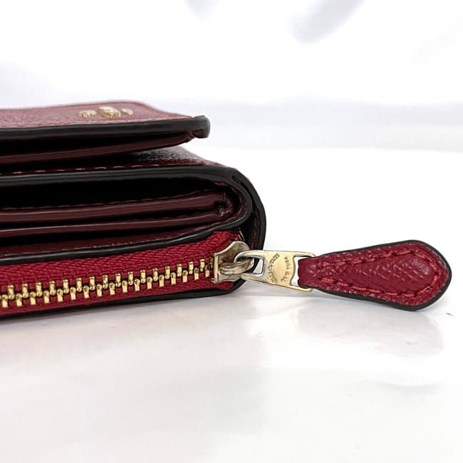〜美品〜COACH 三つ折り財布 レッド/ブラウン COACH 三つ折り財布 ブラウン/レッド