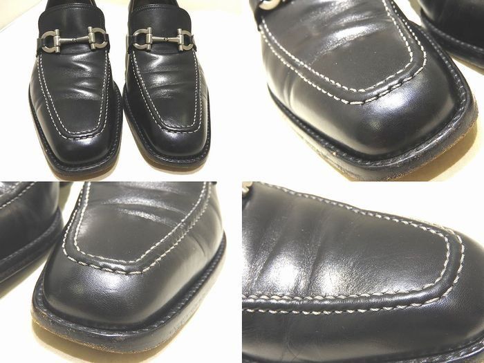 美品　フェラガモ　ビットローファー　ガンチーニ　シルバー金具　本革　黒 FERRAGAMO フェラガモ 靴 メンズ ビット ローファー ガンチーニ