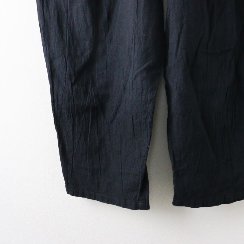 ヂェン先生の日常着 テーパードパンツ S/ブラック コットンリネン ゴム  