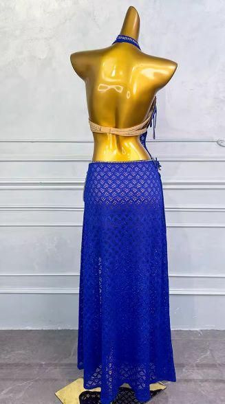 ベリーダンス レース ブルー オリエンタル衣装 インナー付 オーダーメイド