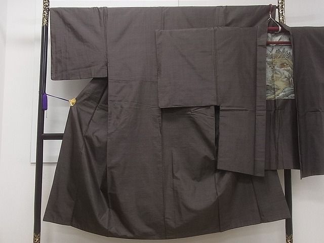 平和屋1男性　紬　アンサンブル　亀甲文様　逸品　CAAE4487ev