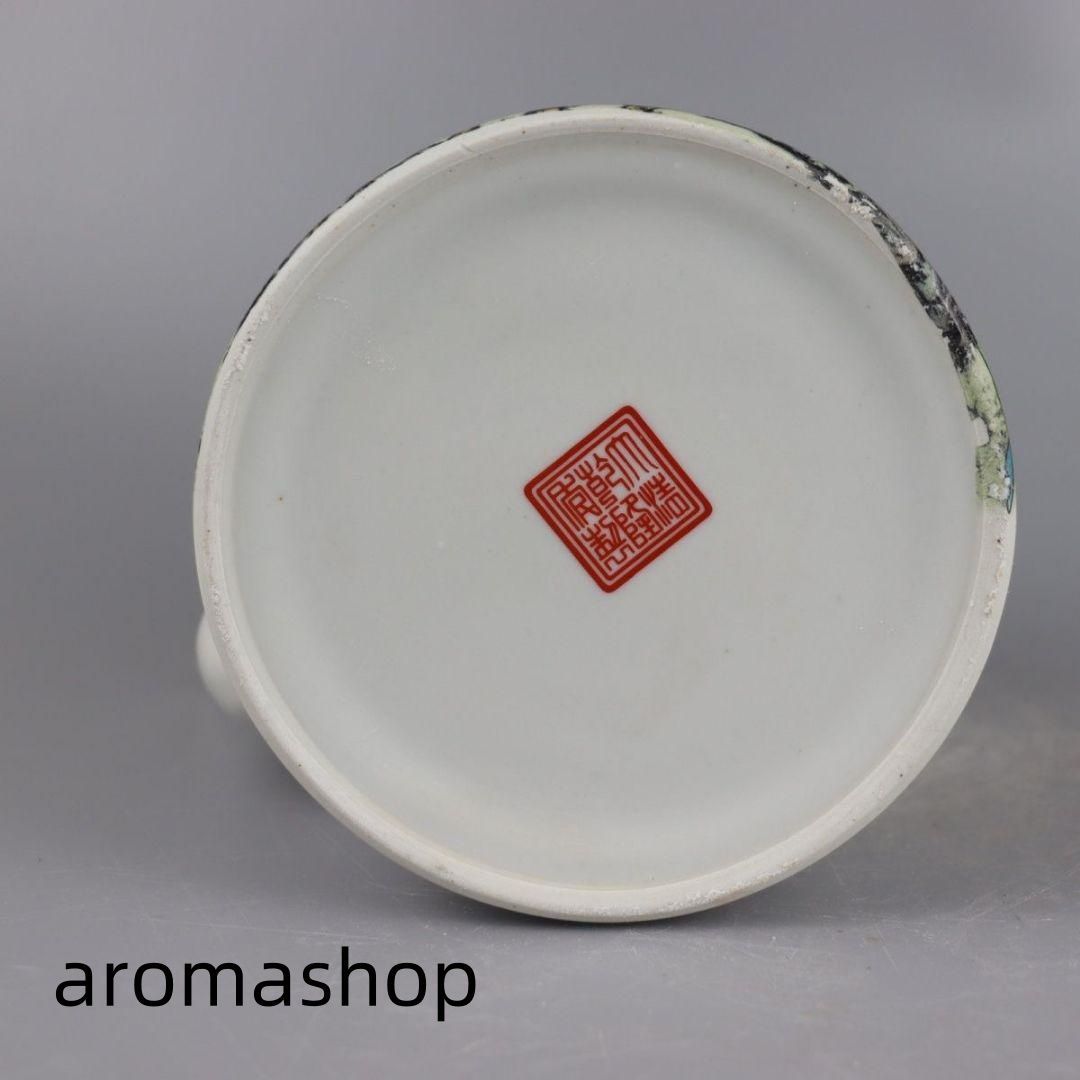 景徳鎮 陶磁器 パステル牡丹竹茶壺 提梁壺 茶道具 装飾品 工芸品