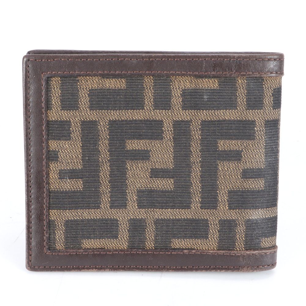 FENDI 二つ折り財布 コンパクトウォレット 黒茶 FFロゴ ズッカ柄
