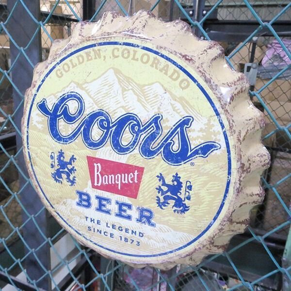 ボトルキャップ メタルサイン Coors Banquet Weathered クアーズ ブリキ看板 アメリカン雑貨