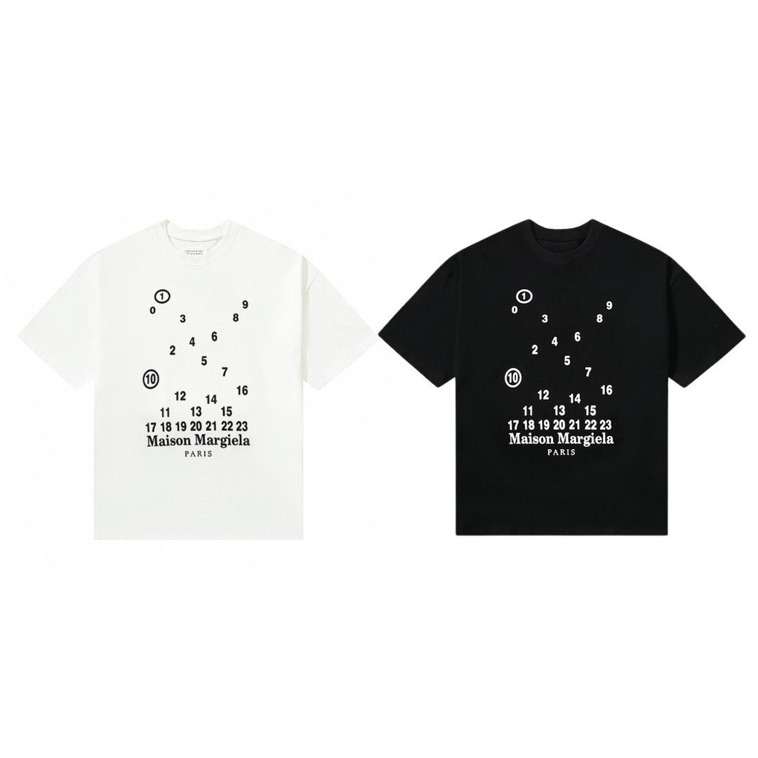 新品Maison Margiela  MM6 メゾン マルジェラ 半袖Tシャツオーバーサイズ男女兼用ホワイトブラック   1