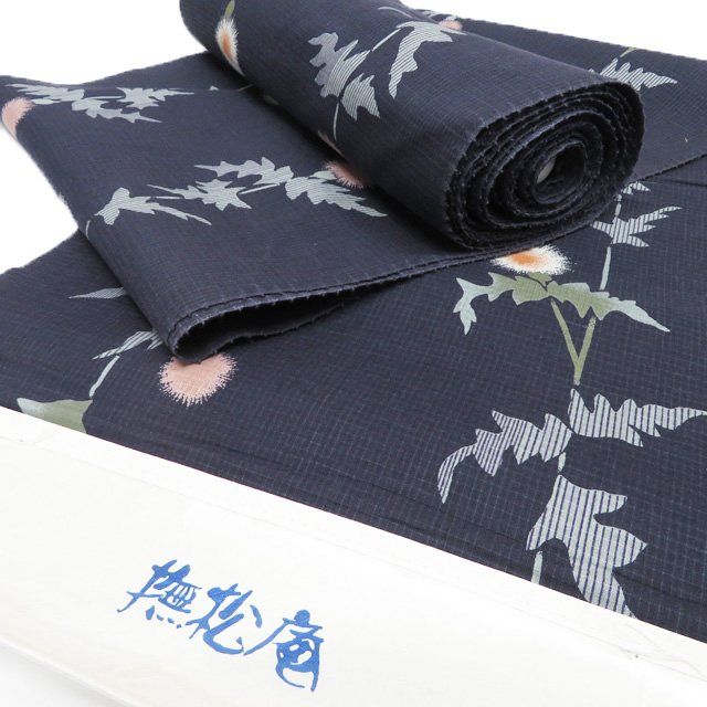 平和屋本店□夏物 竺仙鑑製 浴衣 反物 着尺 両面 籠染 正藍 瓢箪