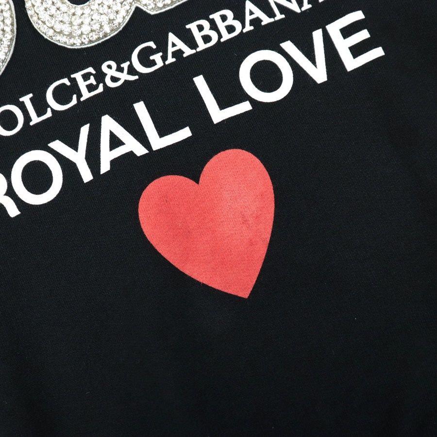 美品 ドルチェアンドガッバーナ D&G クリスタルロゴ スウェット メンズ 黒 50 クラウン ハート トレーナー ROYAL LOVE  DOLCE&GABBANA