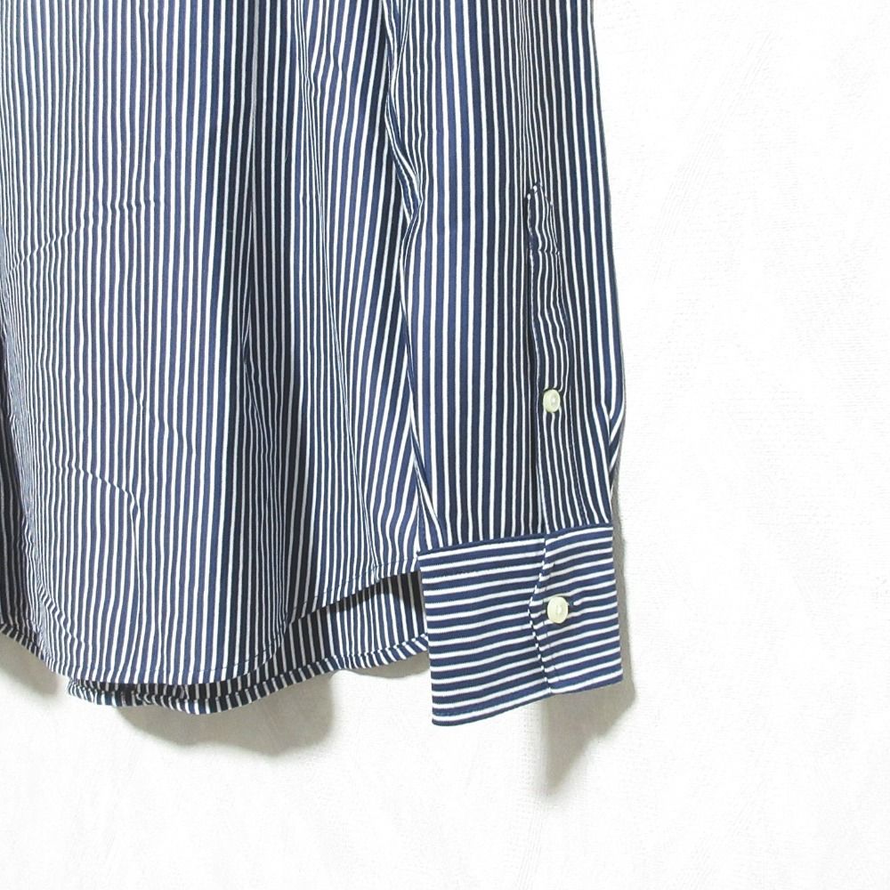 美品 POLO RALPH LAUREN ポロラルフローレン ストライプ柄 ニットドレスシャツ 長袖 ブラウス M ネイビー系 レディース 古着 中古 POLO RALPH LAUREN - 美品 POLO RALPH LAUREN ポロラルフ
