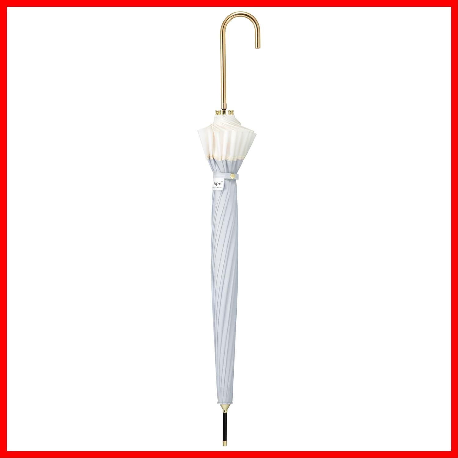 長傘 16本骨切継ライン グレー 晴雨兼用 親骨54 cm 雨傘 レディース おしゃれ フェミニン ニュアンス くすみ 2025 Wpc. お呼ばれ 女性 通勤 通学 持ち手 ゴールド 168297-04-001