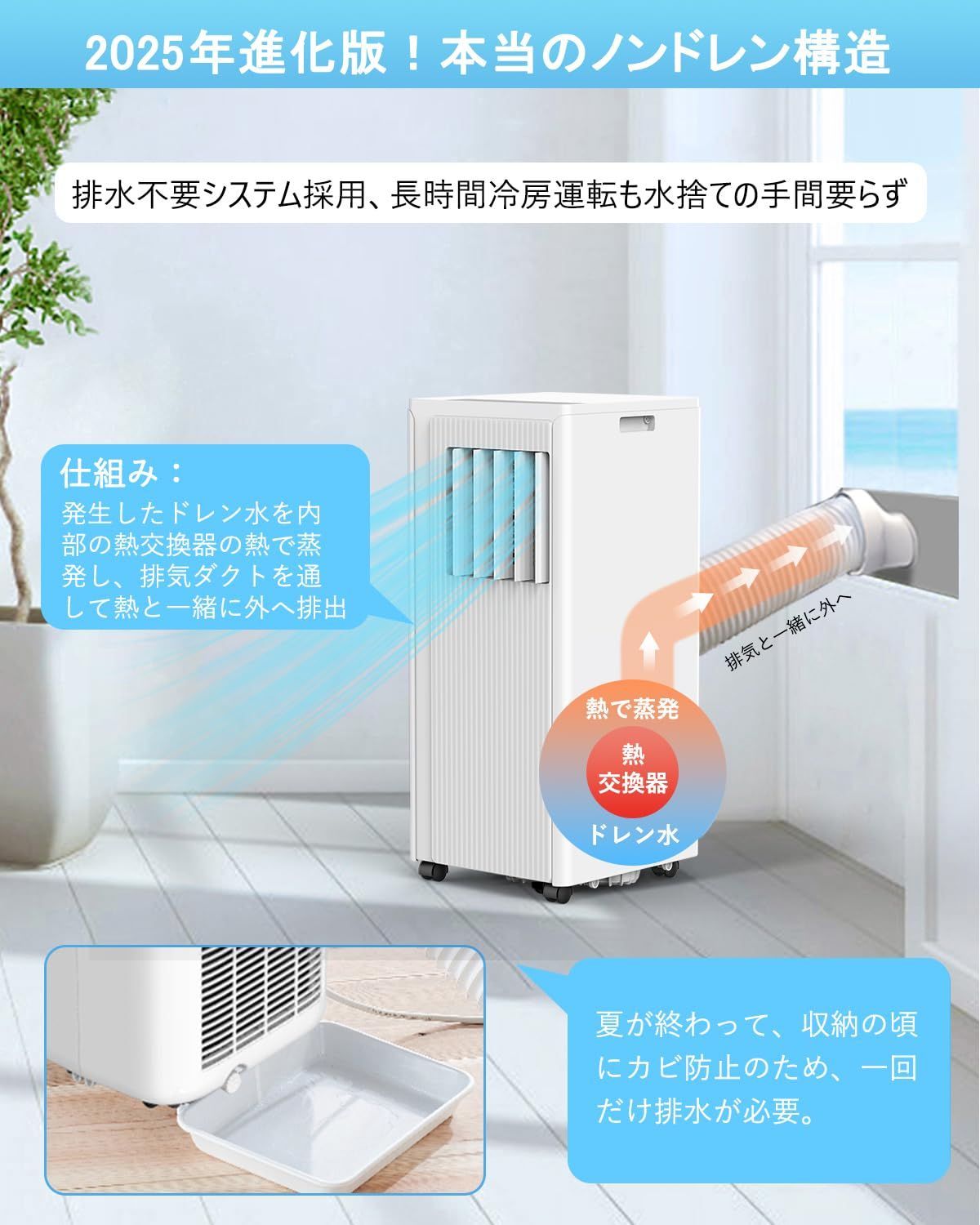 JYWINA スポットクーラー 家庭用 移動式エアコン【2025新型】冷房10畳