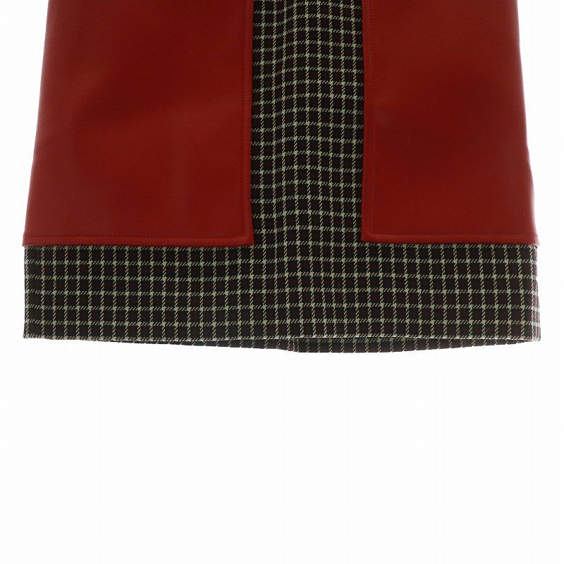 バーバリー BURBERRY 台形スカート ウール レザー ミニ丈
