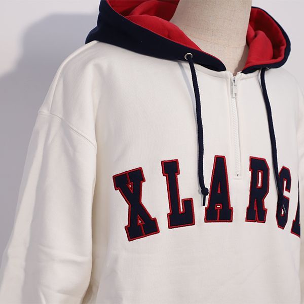 XLARGE】WHT エクストララージ ハーフジップパーカー 101223012015