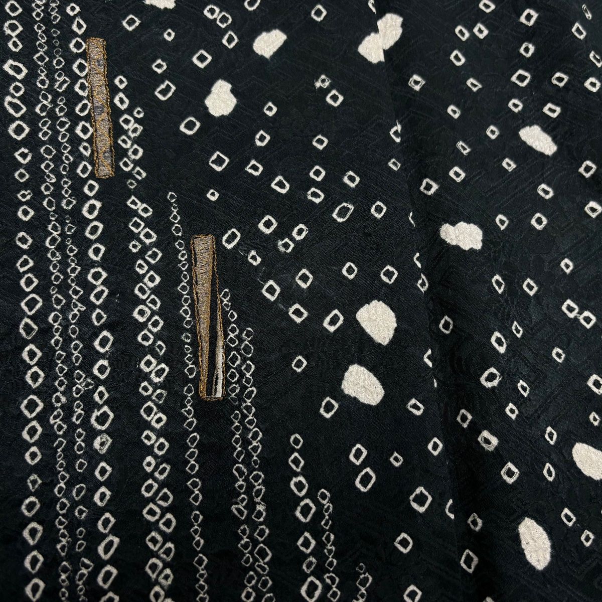 バイセル 着物 美品 名品 付下げ 黒灰 総絞り 染め分け 正絹 袷 身丈157.5cm 裄丈63cm ☆☆☆☆ 道行 身丈92.5cm 裄丈66cm M 和装コート 千代田衿 幾何学模様 絞り