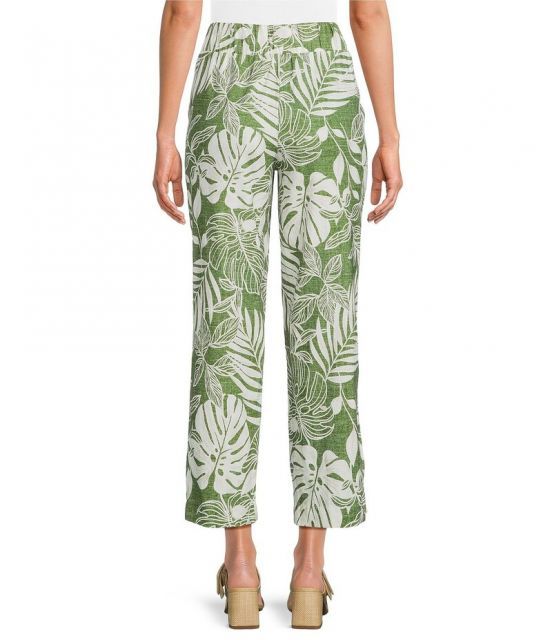 【送料無料】 インベストメンツ レディース カジュアルパンツ ボトムス Lime Palm Tropical Print Pull-On Straight Leg Ankle Pants Lime Palm