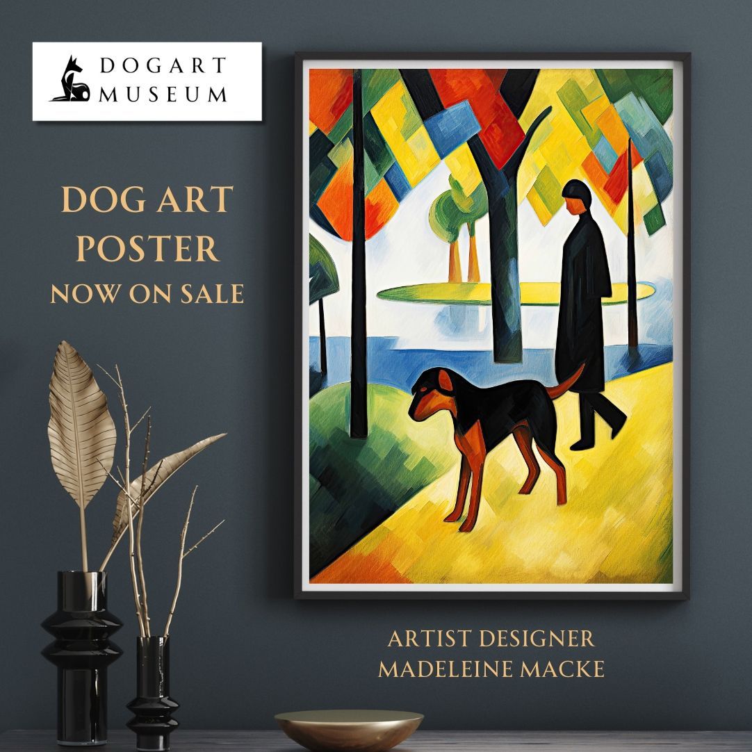 【公園の午後 - ロットワイラー犬 No.5】ジークレー版画＊名入れOK！モダン 現代アートポスター 犬の絵 犬の絵画 犬のイラスト