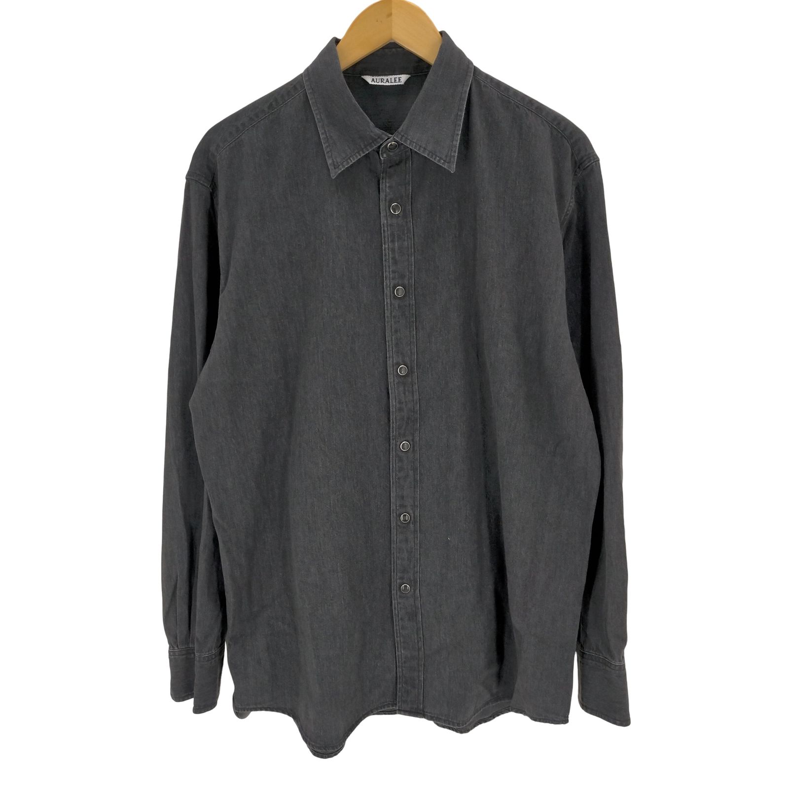 オーラリー AURALEE SELVEDGE SUPER LIGHT DENIM SHIRT WASHED BLACK 