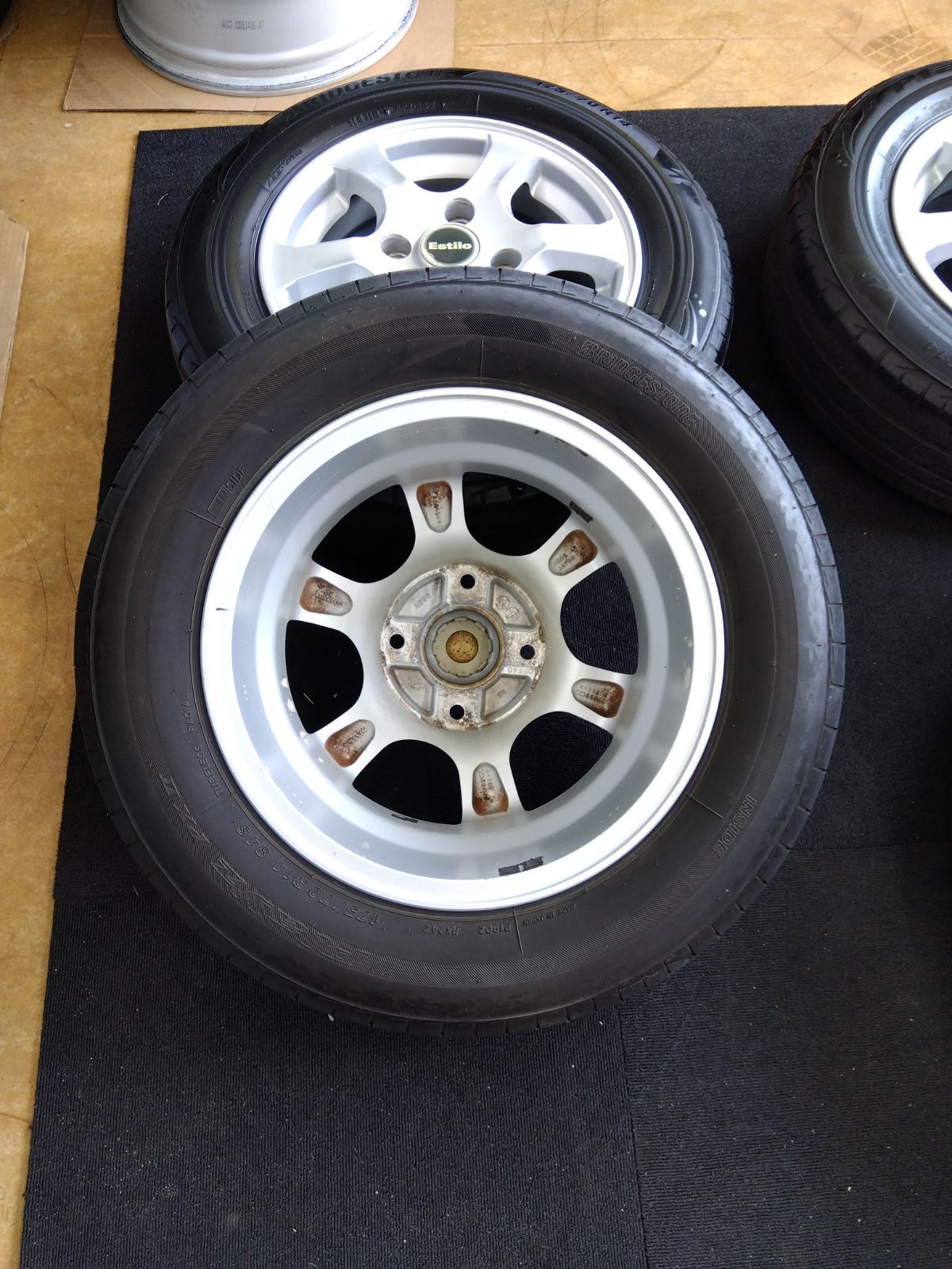 美品超希少USA刻印ダイハツ純正ホイール155\55-14×4 14インチ DAIHATSU ダイハツ 純正 14インチ アルミホイール 4本セット⑤