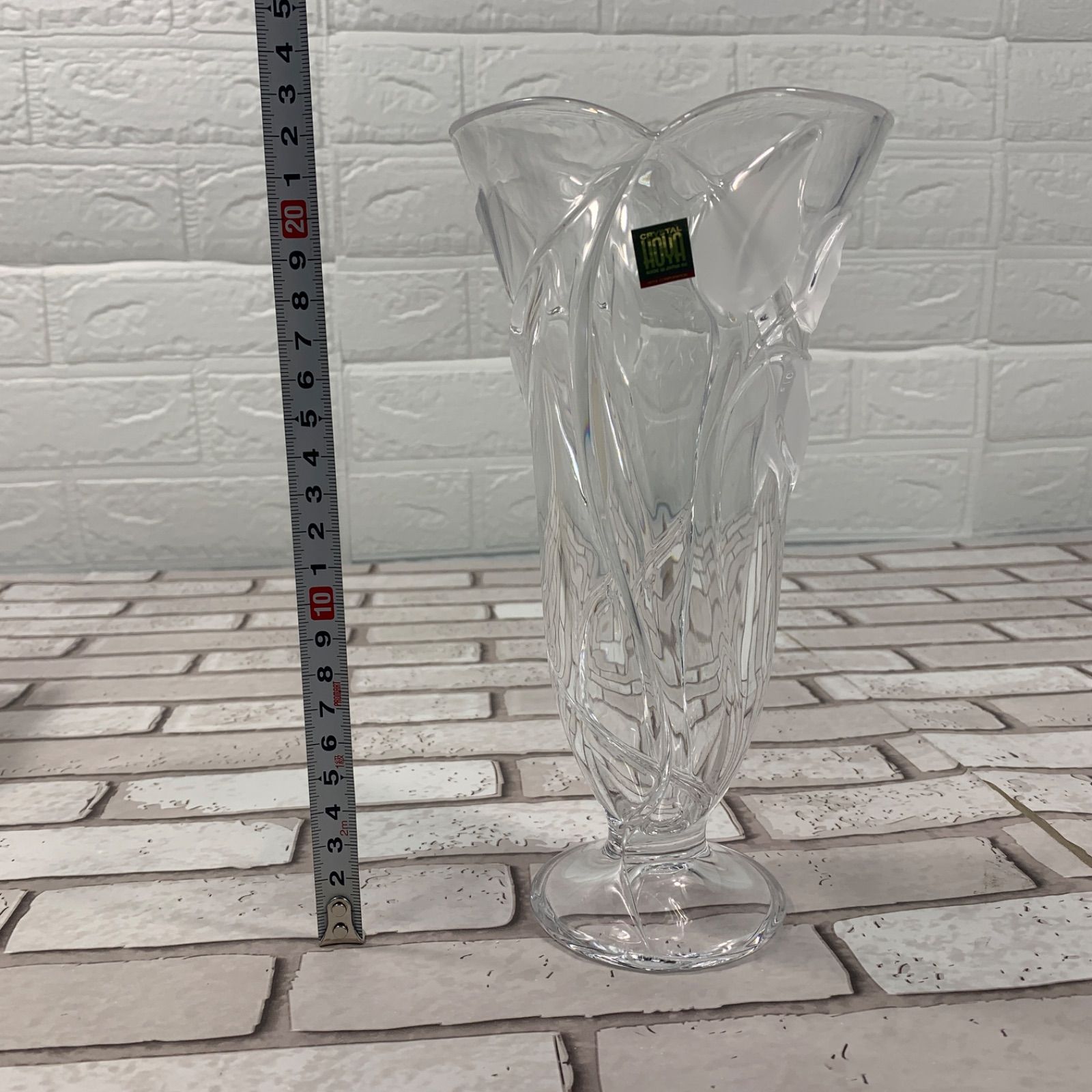 HOYA CRYSTAL ホヤクリスタル 花瓶 花器 高さ 約21㎝ 箱付 現状品 MO7