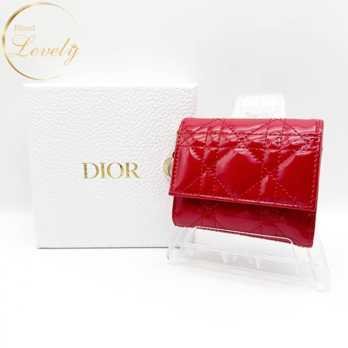 人気定番格安美品 Dior レディディオール カナージュ ロータスウォレット 三つ折り財布 小物