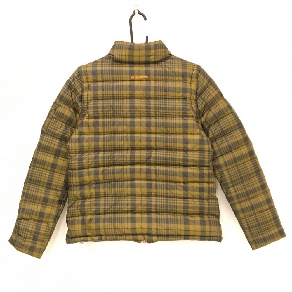 パーリーゲイツ 2WAYダウンジャケット ブラウン×黒 チェック 袖着脱可 収納袋 レディース 1 M ゴルフウェア PEARLY GATES