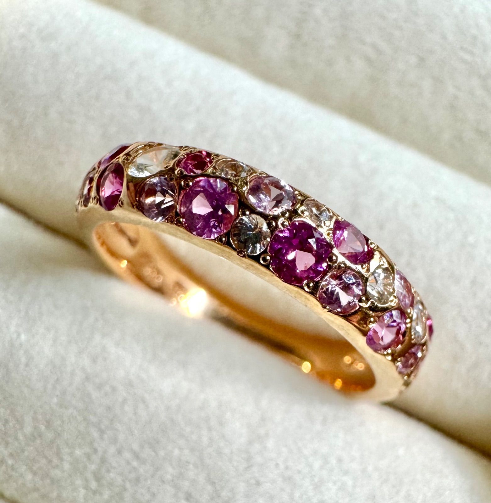 スタージュエリー◇K18PG*マルチカラーストーンパヴェリング*ピンク