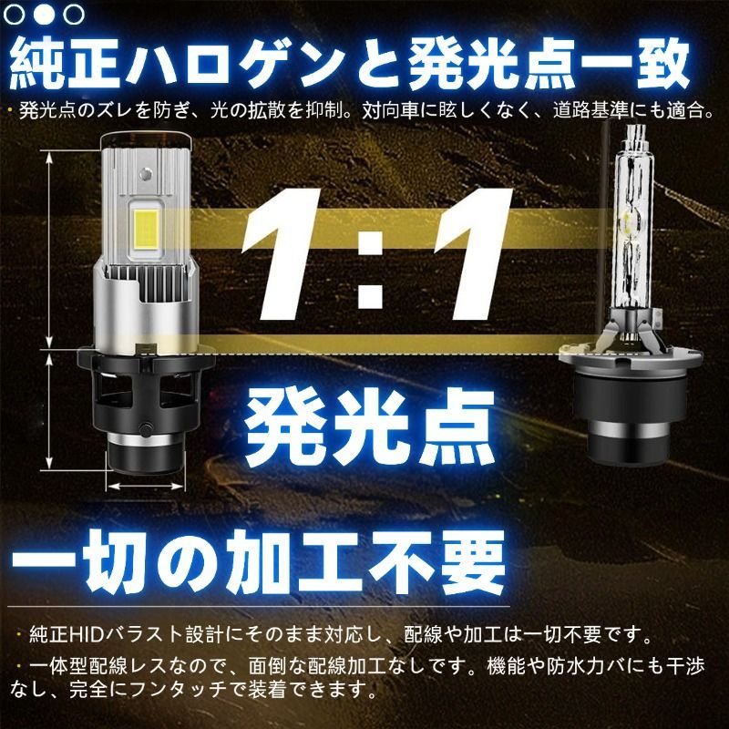 HID屋 D4S LEDヘッドライト 爆光 ホワイト 車検対応 ポン付け D4S LED