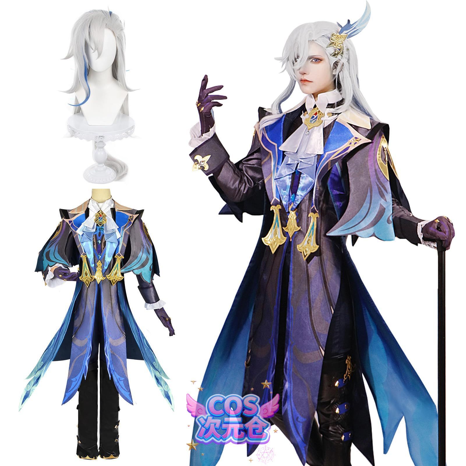 ヌヴィレット ウィッグ付き 神併 ヌヴィレット コスプレ ウィッグ付き 最高審判官 原神 コスプレ衣装 フルセット コスチューム 大人用 仮装 文化祭 Genshin Neuv