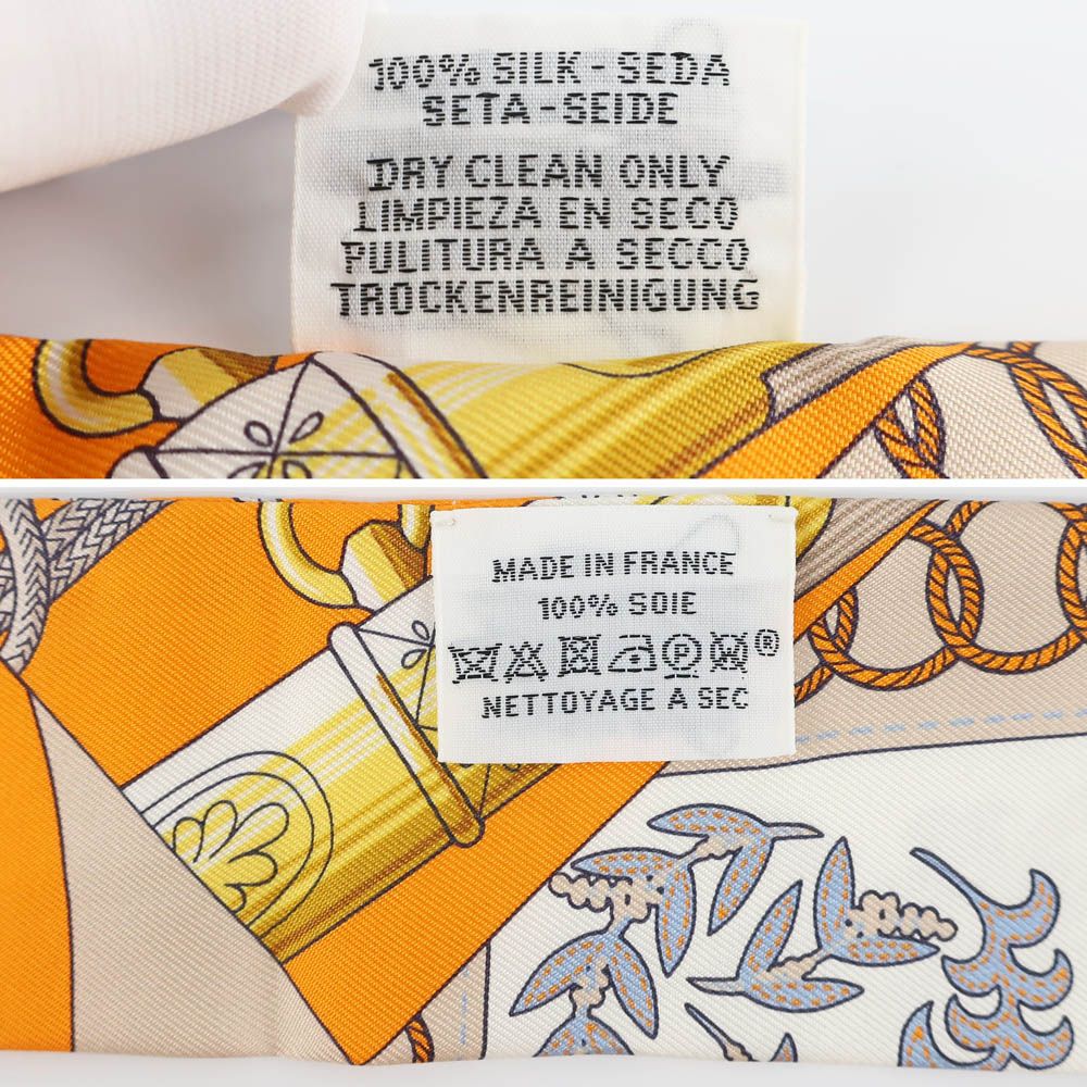 天白】【HERMES】エルメス ツイリー Cliquetis クリケティス オレンジ