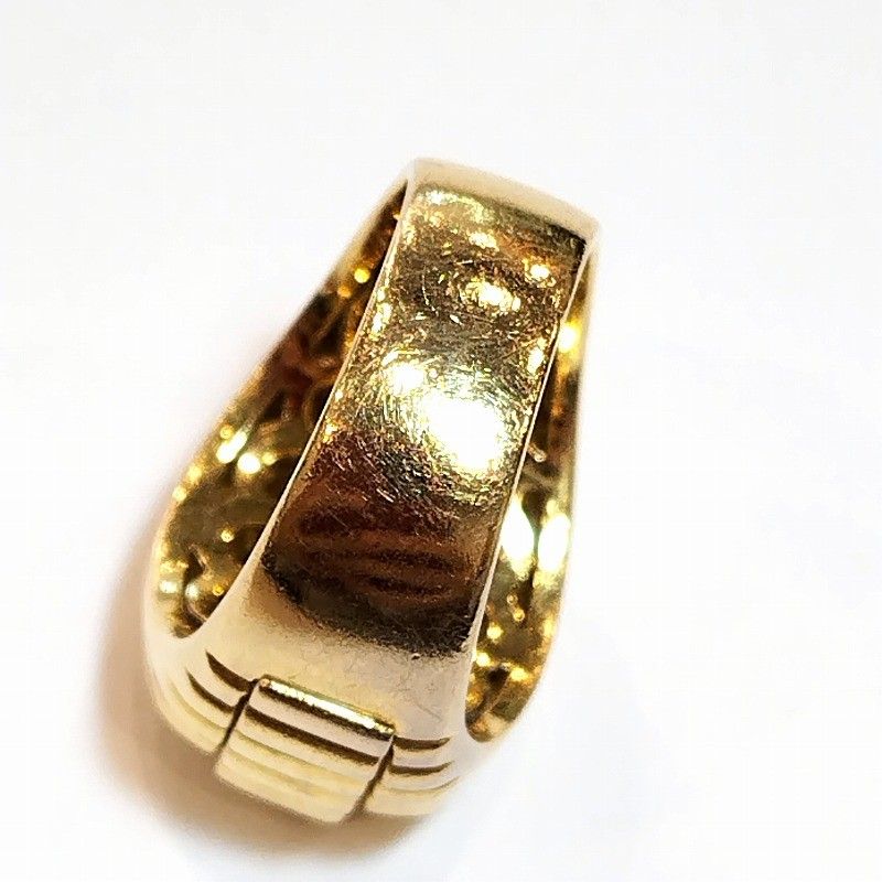 K18YG メレダイヤモンド1.00ct 印台 メンズリング 15.02g 17号 【中古  