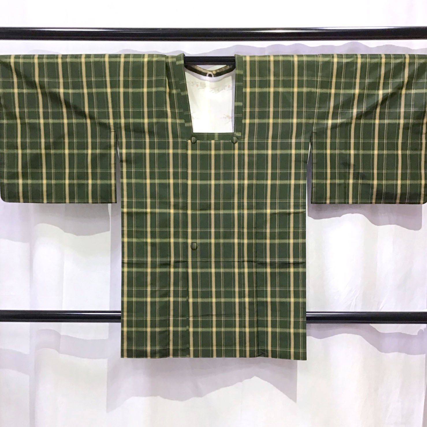 和装道中着 道行コート 割付文様 緑系地 No.200701-1394 梱包サイズ60