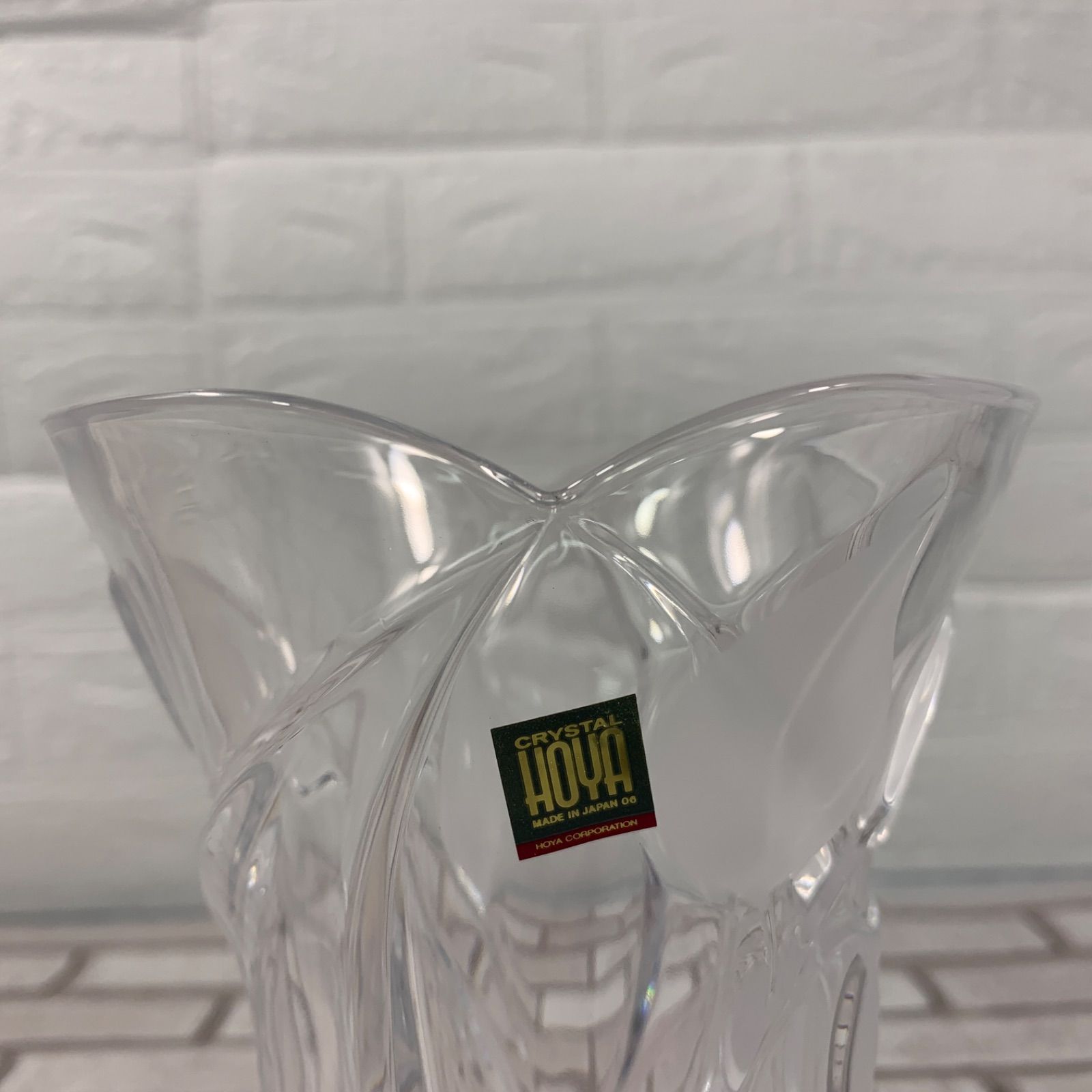 HOYA CRYSTAL ホヤクリスタル 花瓶 花器 高さ 約21㎝ 箱付 現状品 MO7