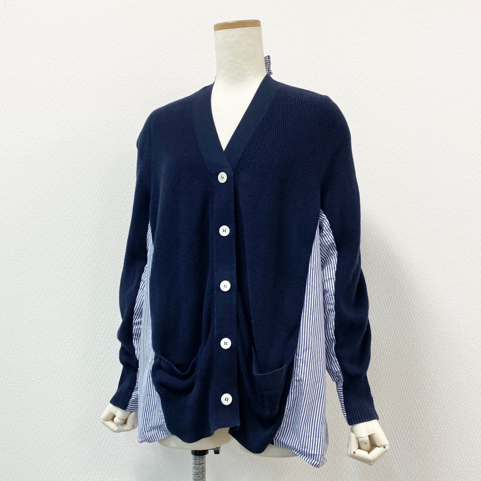 ⭐️人気⭐️【sacai】 レディース 切替 ネイビー カーディガン ドッキング ⭐️人気⭐️【sacai】 レディース 切替 ネイビー カーディガン