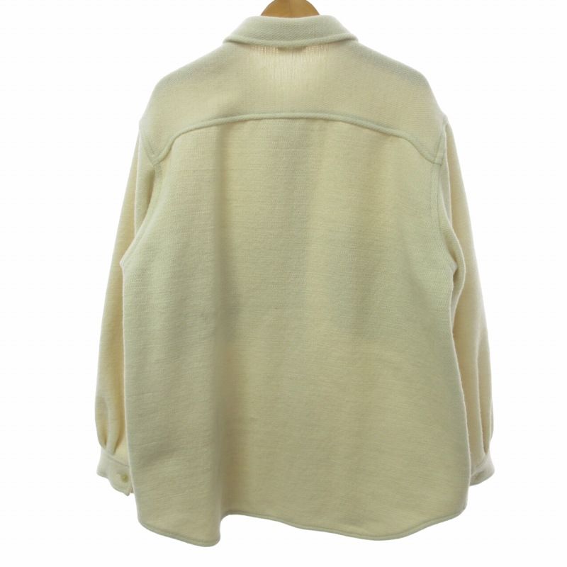 AURALEE 美品 22aw Shetland Wool Organic Cotton Woven Cloth Shirts Blouson  シェットランド ウールオーガニックコットン ウーブンクロース シャツブルゾン ジャケット アイボリー 5 約L