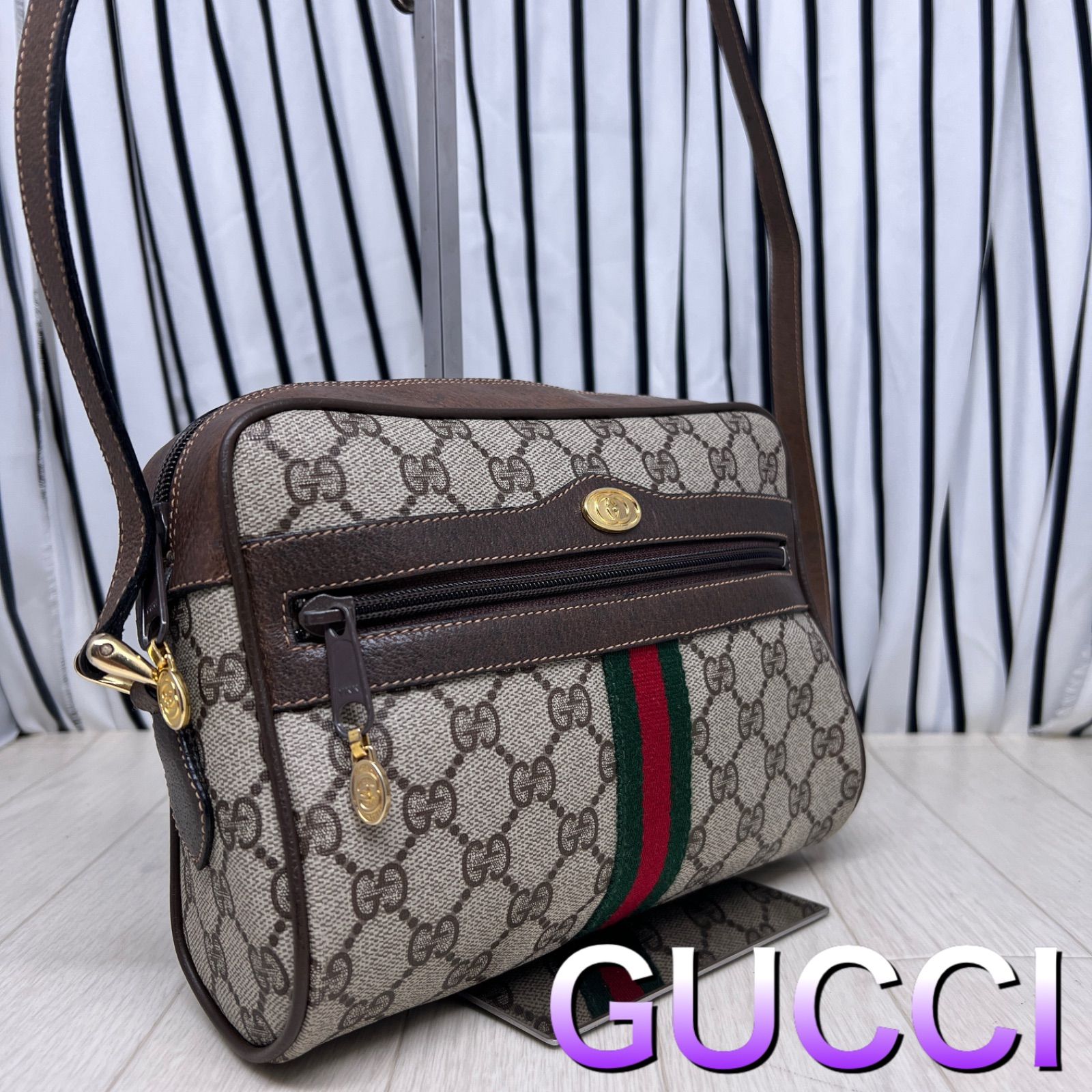 美品】GUCCI 斜めがけオールドグッチPVCシェリーラインショルダー