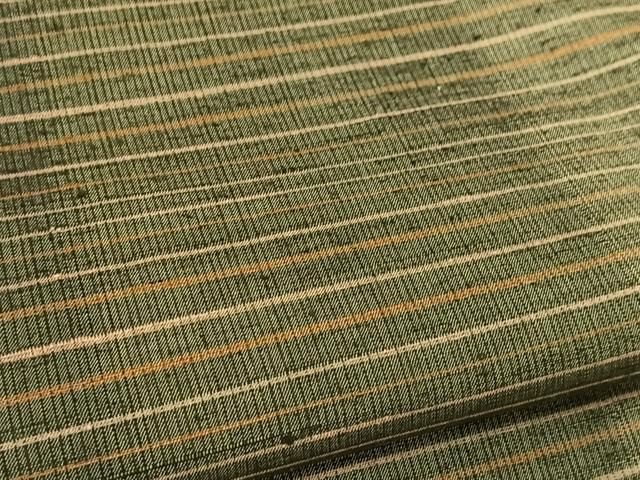 平和屋着物▽上質な紬 単衣 横段文 正絹 逸品 未使用