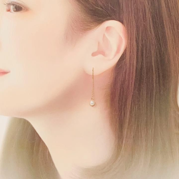 K18刻印入りパールピアス K18ベビーパールピアス【刻印あり】 5連 真珠