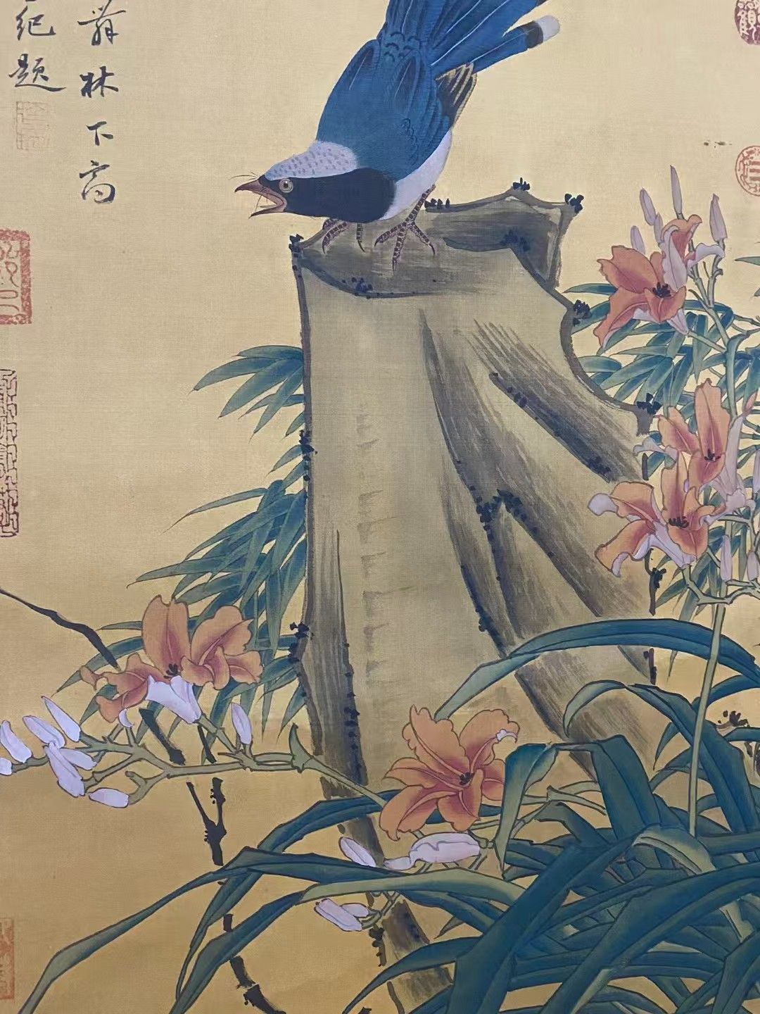 中国古美術.精品三尺中堂画.趙佶花鳥画.手描きの作品.実物撮影